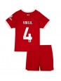 Liverpool Virgil van Dijk #4 Domácí dres pro děti 2023-24 Krátký Rukáv (+ trenýrky)